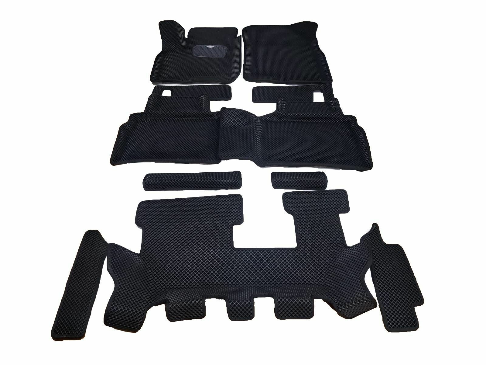 фото Ковры в салон 3D EVA для Chery Tiggo 8/8 Pro/ 8 Pro Max. На три ряда. С подпятником. Цвет Черный/Черный