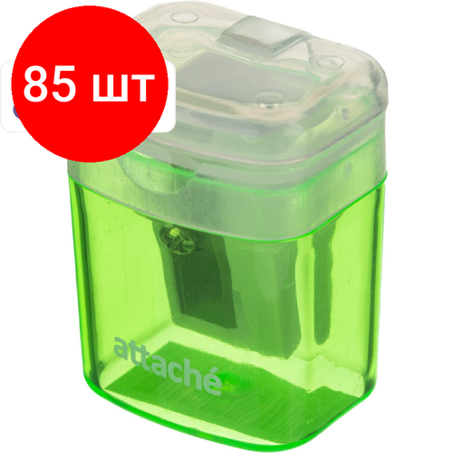 Комплект 85 штук, Точилка Attache Economy на 1 отвт, прямоуг, с цветным контейнером, ассорти