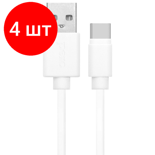 Комплект 4 штук, Кабель PERO, DC-03, Type-C, 2.5А, 2м, Fast charge, белый сетевой блок usams u43 1usb 2 type c кабель type c type c fast charge 65w белый