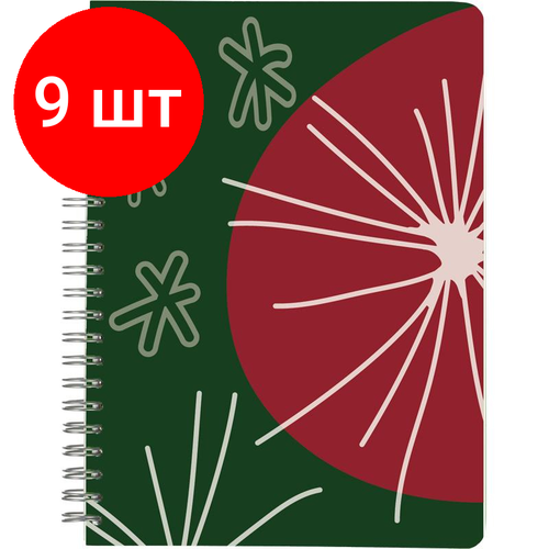 Комплект 9 штук, Бизнес-тетрадь Winter time А5.80л, клетка, обл. карт, глянц. лам, спир. Феерверк тетрадь gamma beach time a5 48 листов 10 шт клетка