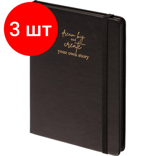 Комплект 3 штук, Ежедневник недатированный черный, А5 136 л, Story, ATTACHE комплект 3 штук ежедневник недатированный зеленый а5 140x200 136 л attache