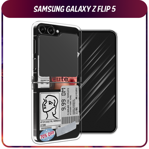 Силиконовый чехол на Samsung Galaxy Z Flip 5 / Самсунг Z Flip 5 Cute girl collage, прозрачный