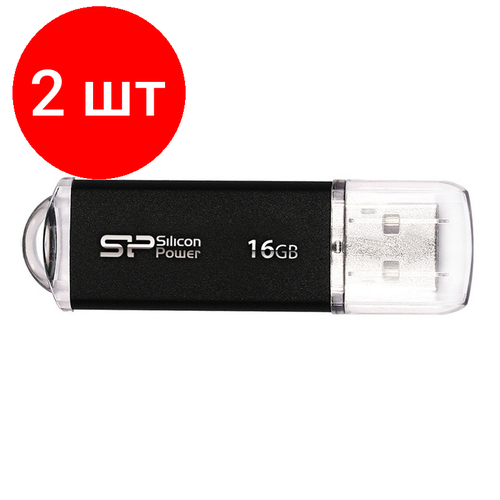 флешка silicon power ufd ultima ii i 4 гб 1 шт black Комплект 2 штук, Флеш-память Silicon Power Ultima II I-Ser, 16Gb, USB 2.0, SP016GBUF2M01V1K