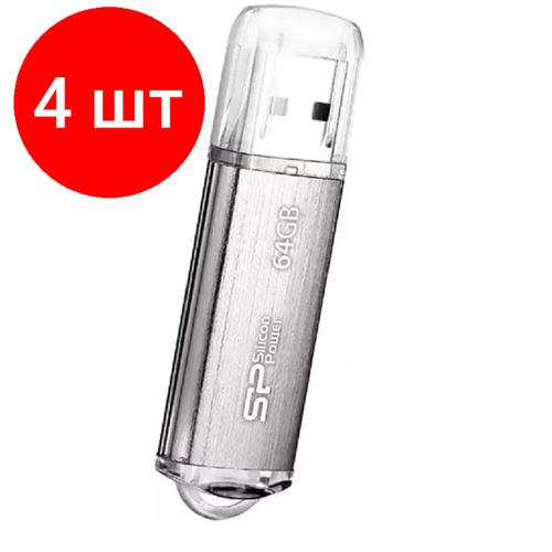 комплект 5 штук флеш память silicon power ultima ii i ser 32gb usb 2 0 sp032gbuf2m01v1k Комплект 4 штук, Флеш-память Silicon Power Ultima II I-Ser, 64Gb, USB 2.0, SP064GBUF2M01V1S