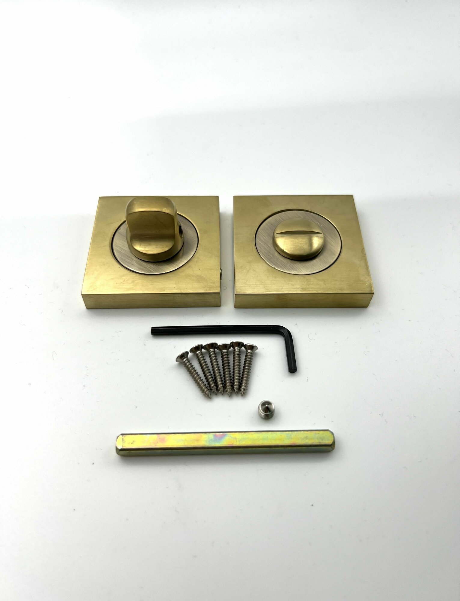 Завертка дверная на квадратном основании межкомнатная Valey STB/AB Матовое золото/бронза