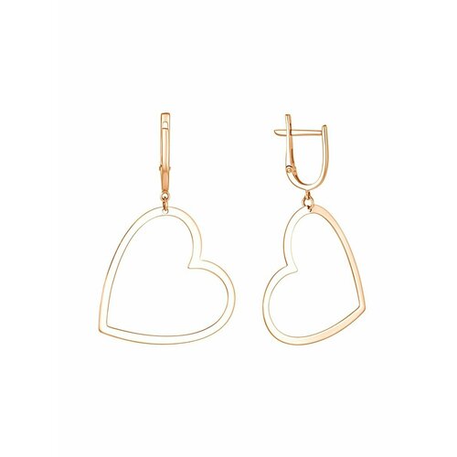 Серьги Калина Gold Серьги золотые, красное золото, 585 проба, фианит, размер 27 мм, длина 4 см, золотой