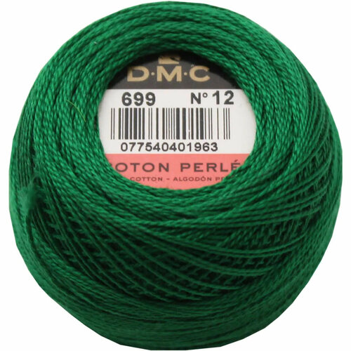 Нитки для вышивания DMC Pearl cotton (Артикул 116, №12, 10 гр. / 120 м, цвет: 699 - Зеленый) нитки для вышивания dmc pearl cotton 12 10 гр 120 м цвет 931 темно синий