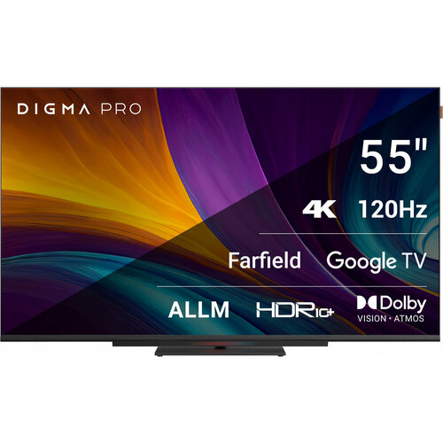 Телевизор LED Digma Pro 55 UHD 55C Google TV Frameless черный/черный 4K Ultra HD 120Hz HSR DVB-T DVB-T2 DVB-C DVB-S DVB-S2 USB WiFi Smart TV телевизор digma pro qled 55l google tv frameless черный серебристый