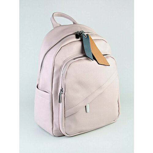 фото Рюкзак повседневный женский, кожаный, городской, на молнии, внутренний карман, регулируемый ремень, светло-розовый lotoc