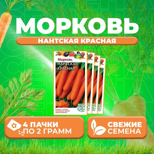 Морковь Нантская красная, 2,0г, Гавриш, Овощная коллекция (4 уп)