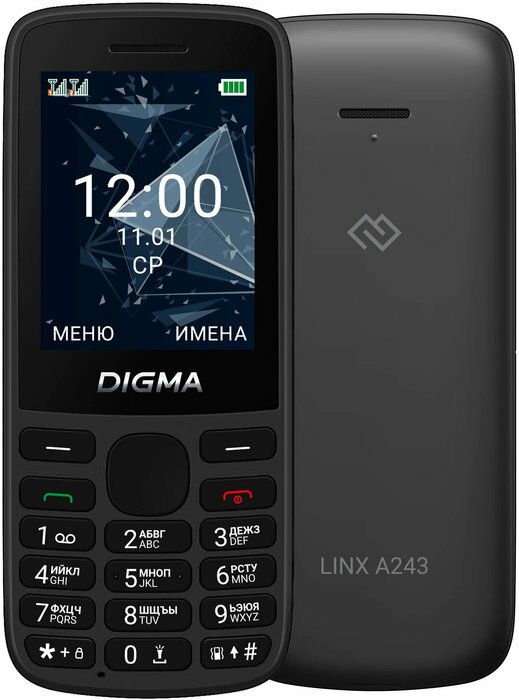 Мобильный телефон Digma Linx A243 (LT2077PM), 32 Mb, черный