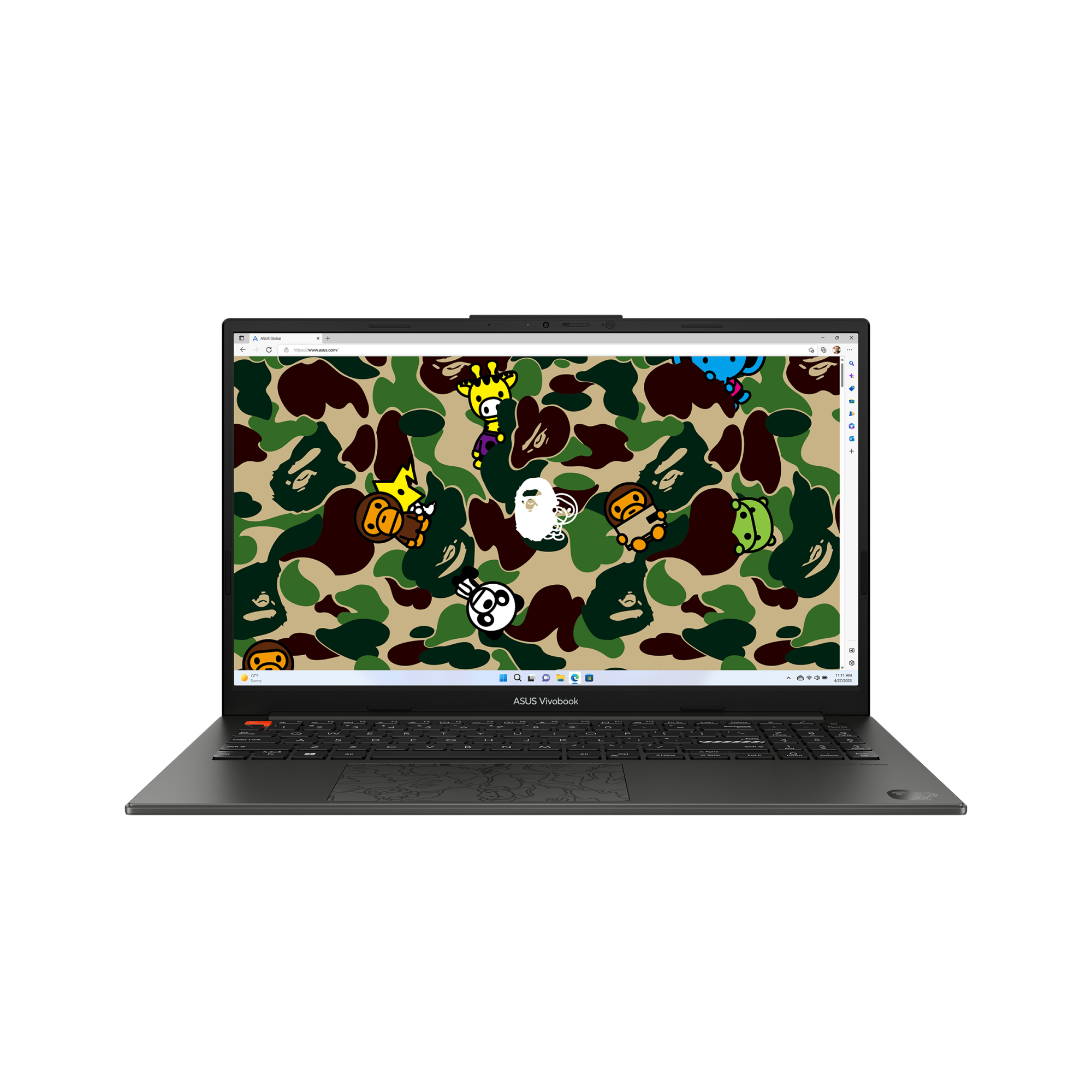 Ноутбук ASUS Vivobook S 15 K5504VA-MA343W BAPE Edition, 15.6" WQHD+ OLED 120Гц/Intel Core i9-13900H/16ГБ/1ТБ SSD/Iris Xe Graphics/Win 11H, черный (90NB0ZK5-M00L10)