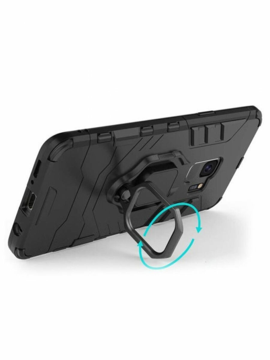 Brodef Ring Противоударный чехол с кольцом для Samsung Galaxy S9 черный