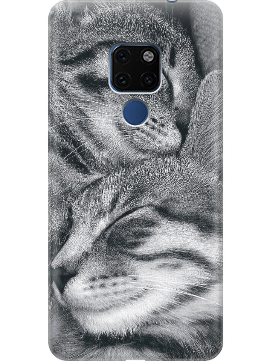Силиконовый чехол на Huawei Mate 20, Хуавей Мейт 20 с принтом "Милующиеся котики"