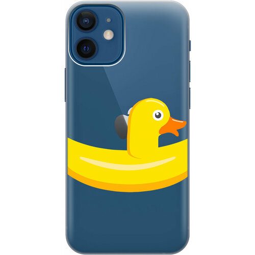 Силиконовый чехол на Apple iPhone 12 Mini / Эпл Айфон 12 мини с рисунком Duck Swim Ring чехол книжка на apple iphone 12 mini эпл айфон 12 мини с рисунком duck swim ring синий