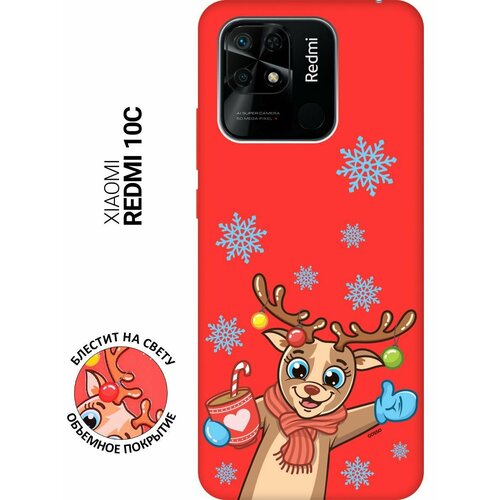 Силиконовый чехол на Xiaomi Redmi 10C, Сяоми Редми 10С Silky Touch Premium с принтом Christmas Deer красный матовый soft touch силиконовый чехол на xiaomi redmi 10c сяоми редми 10с с 3d принтом cheetah черный
