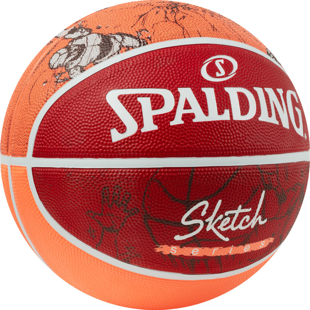 Мяч баскетбольный SPALDING Sketch Drible р.7, красно-оранжевый