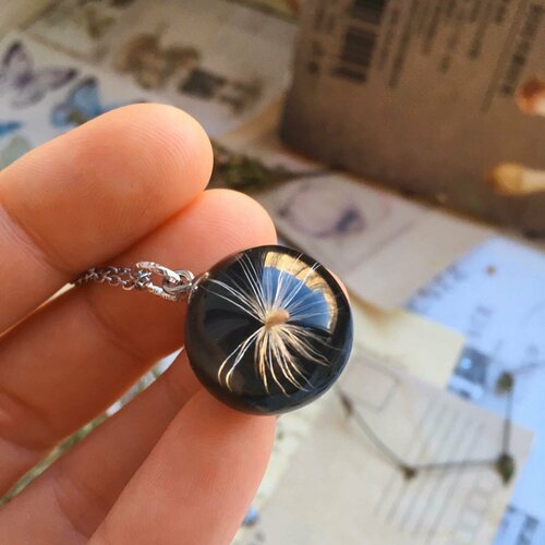 фото Подвеска кулон "пушинка чертополоха", серебряный, черный замковая наталья андреевна