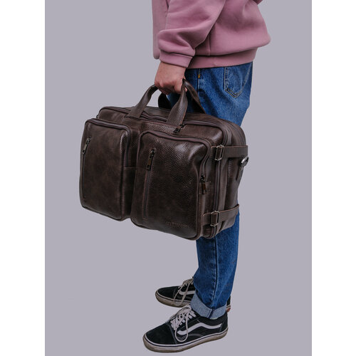 фото Рюкзак franchesco mariscotti, фактура зернистая, коричневый