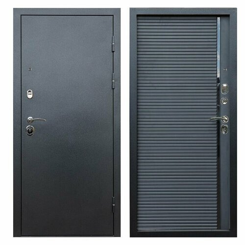 Входная металлическая дверь Техно графит 860х2050 левая (накладка Porte Black) входная дверь техно графит зеркало бетон темный 860х2050 мм