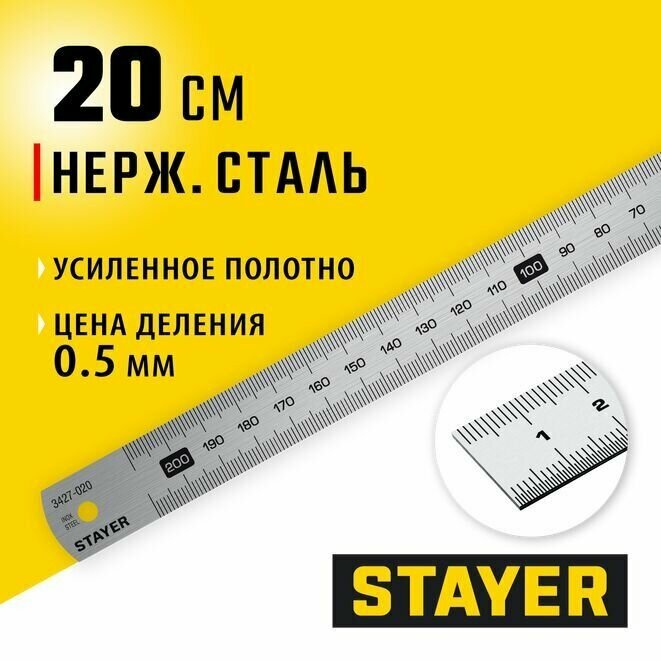 Линейка из нержавеющей стали STAYER 02 м