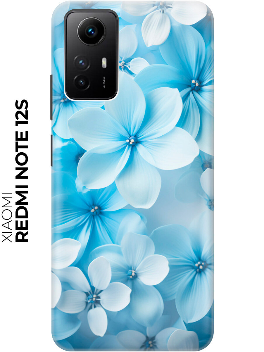 Силиконовый чехол на Xiaomi Redmi Note 12s / Сяоми Редми Ноут 12с с рисунком "Бело-голубые цветы"