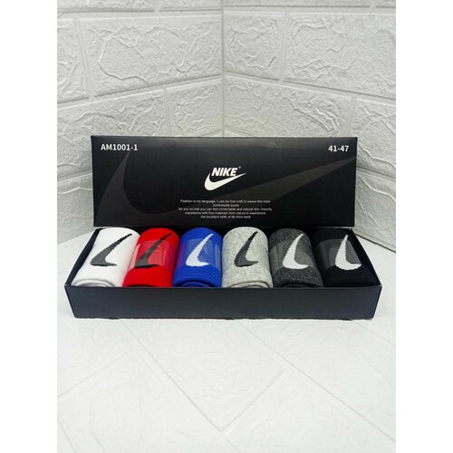 фото Носки nike, 6 пар, размер 41/47, черный, синий, серый, белый, красный
