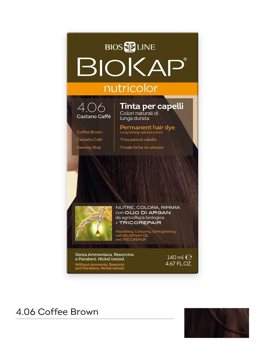 Краска для волос BioKap Nutricolor кофейно-коричневый тон 4.06, 140мл