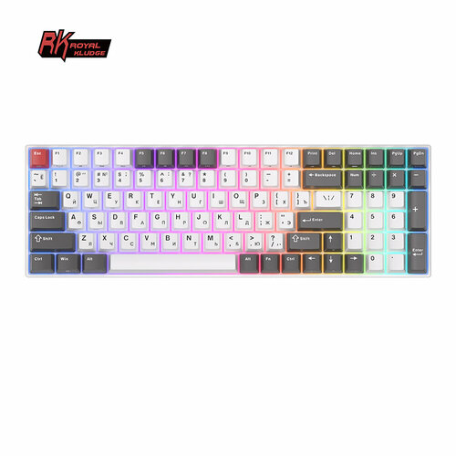 Беспроводная клавиатура Royal Kludge RK100 RGB Grey, Red, White (красные свитчи) клавиатура royal kludge клавиатура royal kludge rk92 white usb 2 4 ghz bluetooth rgb hot swap red switch