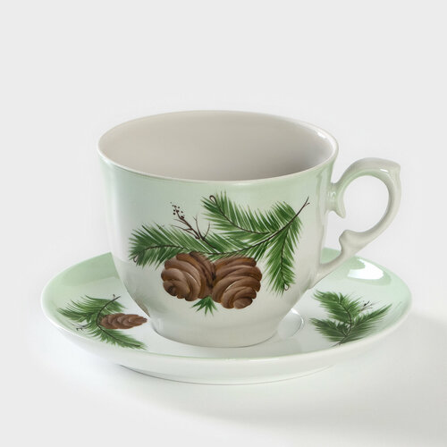 Чайная пара фарфоровая Кедровая ветка 350 мл 2446₽