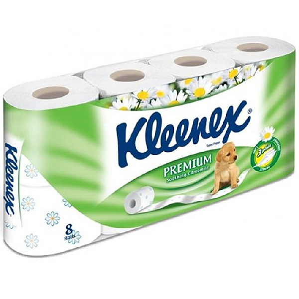 Набор из 3 штук Туалетная бумага 3-х слойная с ароматиз Kleenex Нежная ромашка 8шт