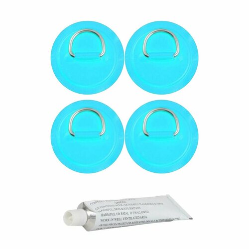 4 шт + клей Патч Рым для SUP доски с металлическим кольцом бирюзовый