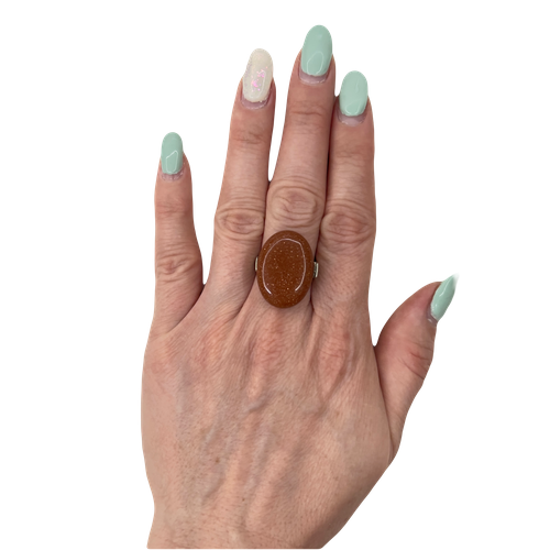 Кольцо, авантюрин, размер 19, ширина 25 мм, коричневый кольцо true stones мельхиор авантюрин размер 19 коричневый