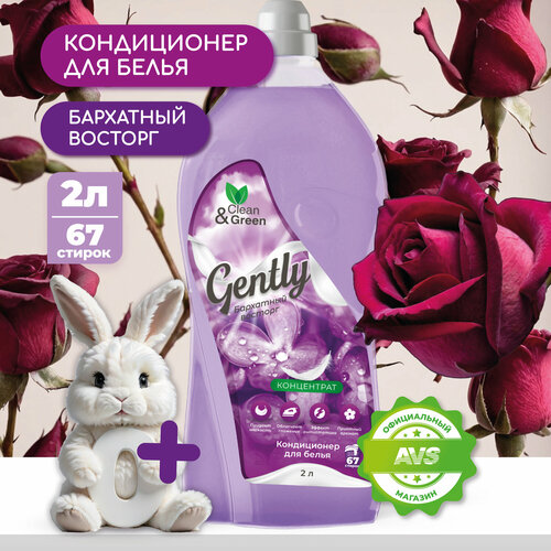 Кондиционер для белья Gently "Бархатный восторг" концентрат, сиреневый 2 л. Clean&Green CG8280