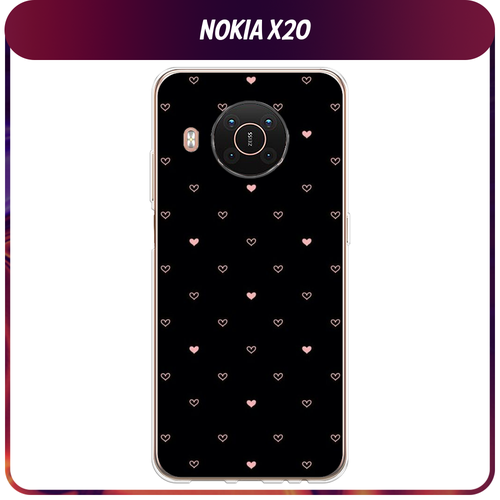 Силиконовый чехол на Nokia X20/X10 / Нокиа Х20/Х10 Чехол с сердечками полупрозрачный дизайнерский силиконовый чехол для нокиа х20 nokia x20 хаски