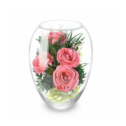 Композиция из натуральных цветов в стекле Fiora, 18х13 см