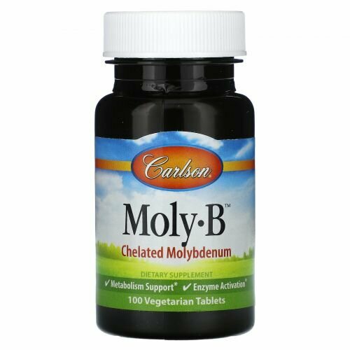 Carlson, Chelated Molybdenum Moly-B, Хелатный молибден, 100 вегетарианских таблеток