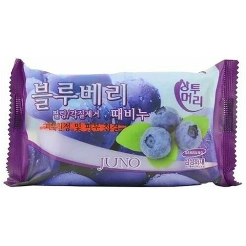 Juno Sangtumeori Косметическое мыло пилинг, Голубика, 150 гр juno sangtumeori peeling soap blueberry косметическое мыло пилинг голубика 150гр