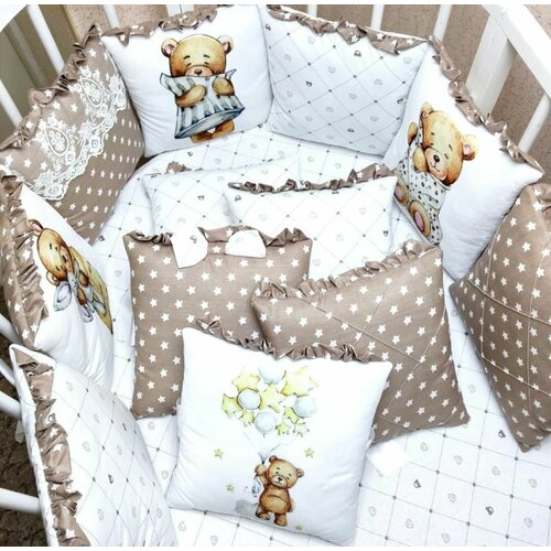 бортики в кроватку cocodikama подушка валик звезды 2 шт Бортики в кроватку для новорожденных с фотопечатью подушка