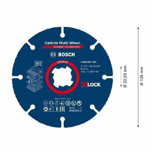 Отрезной круг EXPERT Carbide Multi X-LOCK - Отрезной диск 125мм 2608901193 – Bosch Power Tools – 4059952567518