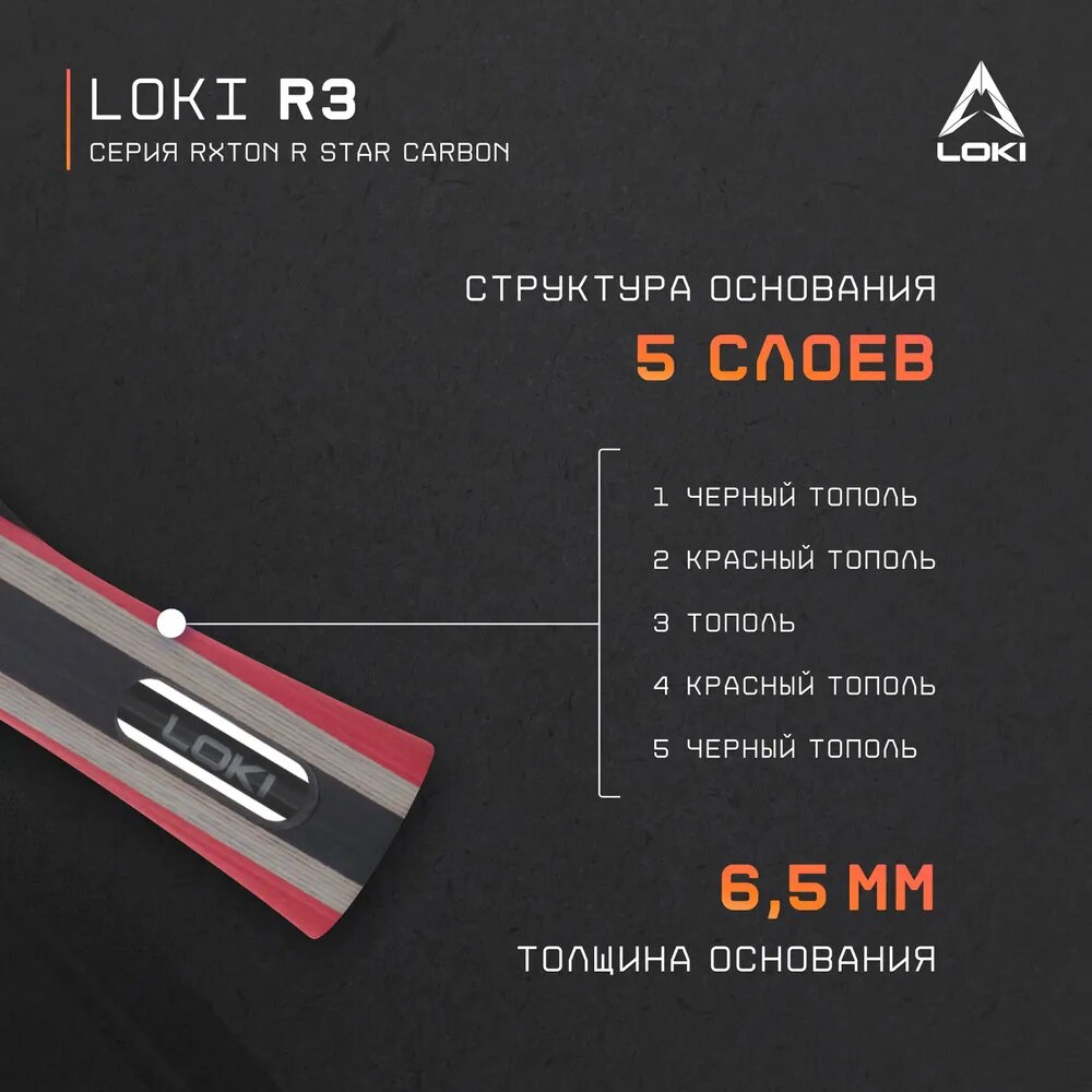 Ракетка для настольного тенниса с чехлом защитная LOKI R3 Rxton Star