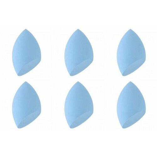 Singi Спонж косметический в упаковке, для макияжа лица, срезанный, цвет голубой, 6 см, 6 штук.