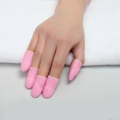 Колпачки для снятия лака 5 шт силикон розовый цвет 200₽