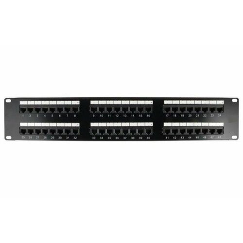 Патч-панель UTP, 19", 48 портов RJ45, cat.5е, 2U, Dual Type, "L"