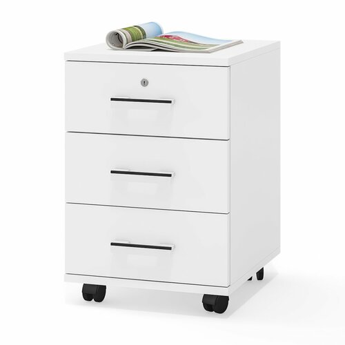 Тумба выкатная Мебельный Двор 3-02 цвет белый шагрень ШхГхВ 40х45х59 см 5154₽