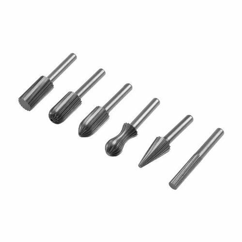 Набор шарошек по дереву и пластику тундра пескоструйная обработка хвостовик 6 мм 6 шт 1455₽