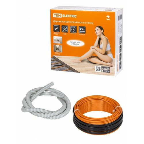 TDM Двухжильный теплый пол в стяжку ПРОФИ 21 м 400 Вт S укладки 24-33 м SQ2501-0015 7 шт 41200₽