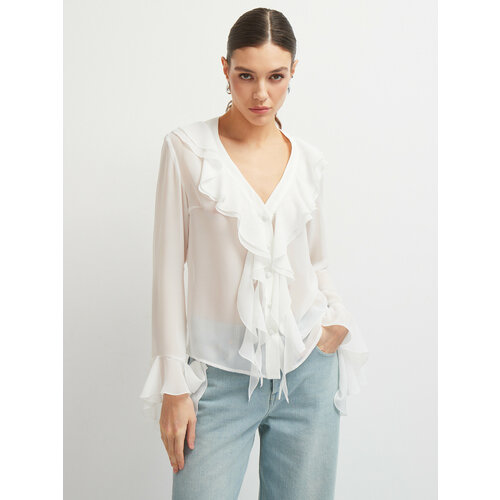 Блуза Vittoria Vicci, размер M, белый, бежевый блуза vittoria vicci размер m белый