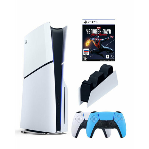 Приставка Sony Playstation 5 slim 1 Tb+2-ой геймпад(голубой)+зарядное+Майлс Моралес приставка sony playstation 5 slim 1 tb 2 ой геймпад голубой зарядное майлс моралес