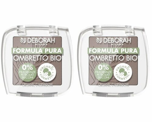 Тени для век Deborah Milano Formula Pura Ombretto Bio, тон 09 Матовый серо-коричневый, 2,5 гр, 2 шт